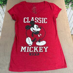 Disney Mickey Mouse Junior Medium Red Fitted T-Shirt Distressed (SKU: 166G)